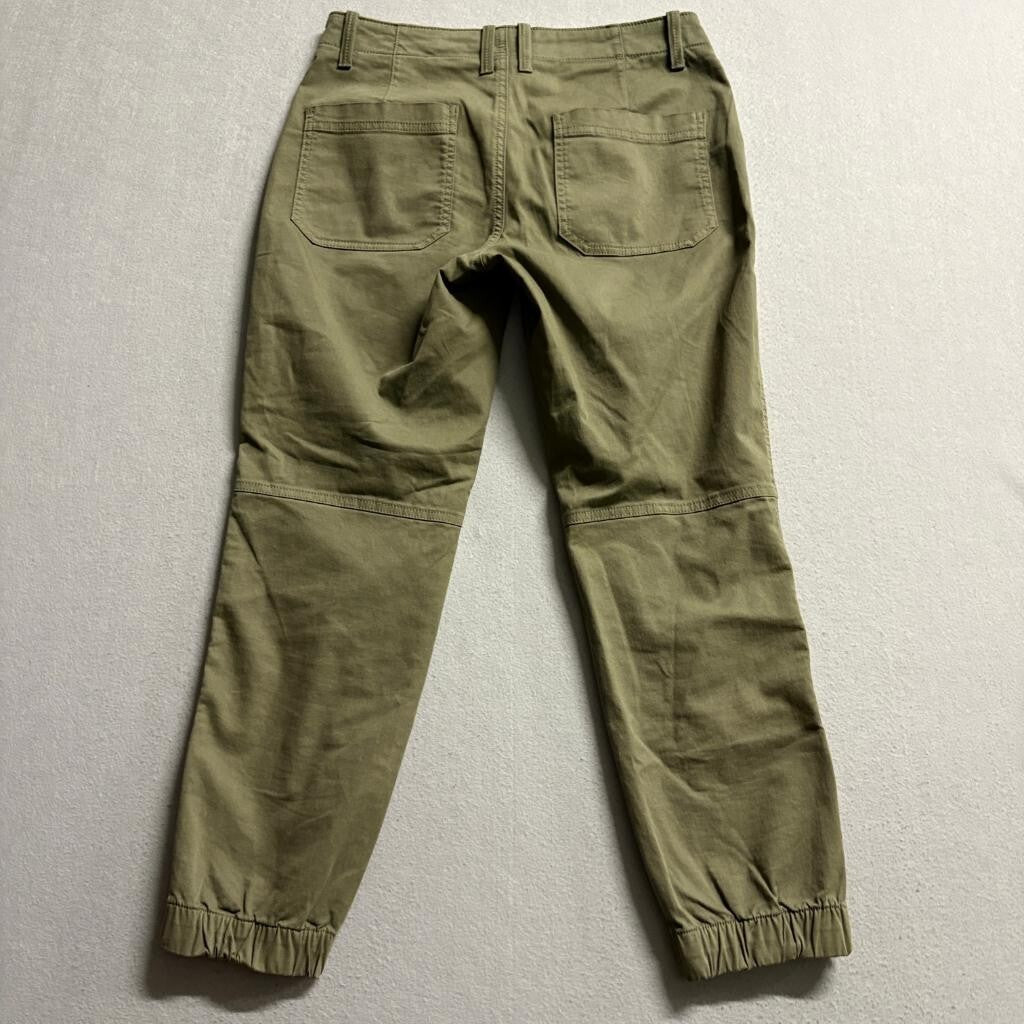 Banana Republic Womens Jogger Pants Size 4 Green Cotton Blend Ankle Zip Utility