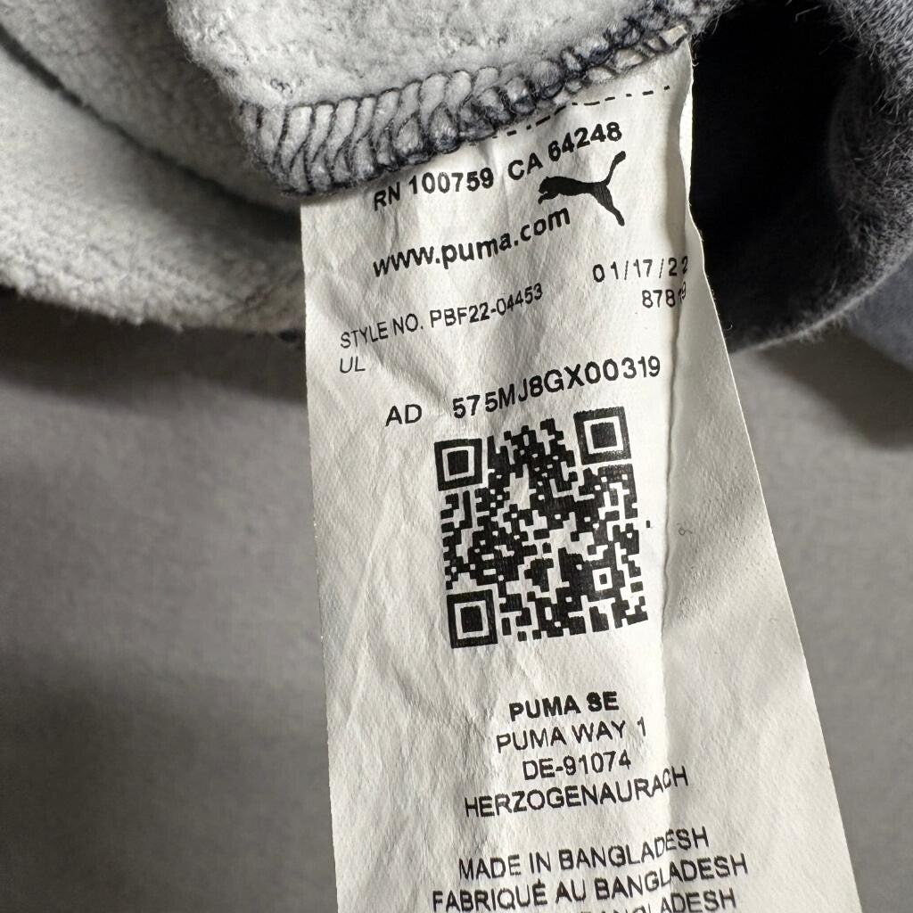 Puma Boys Hoodie Size L 14-16 Gray Tie Dye Big Logo Fleece Pullover Sweatshirt