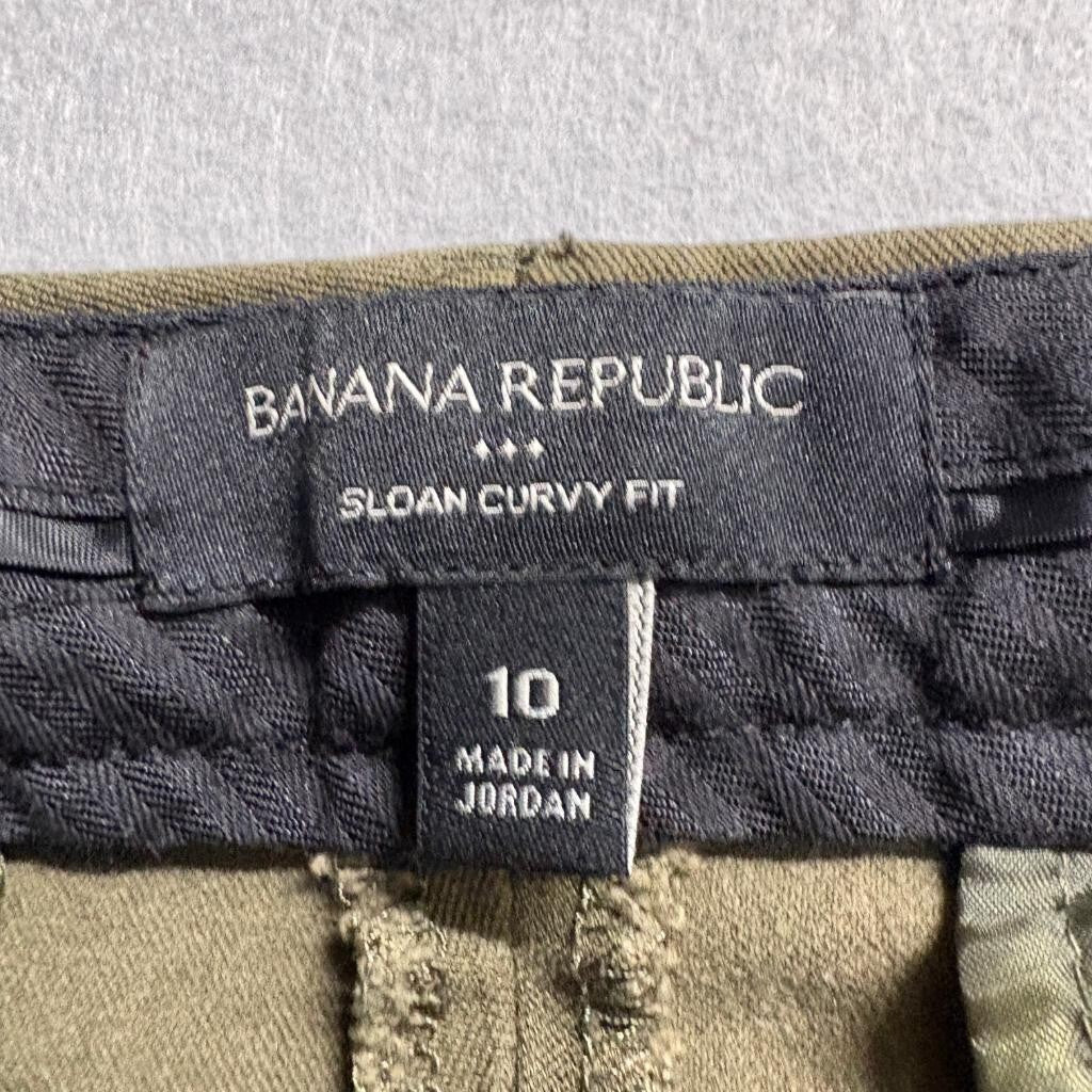 Banana Republic Sloan Curvy Fit Pants Womens 10 Olive Green Ankle Crop Stretch