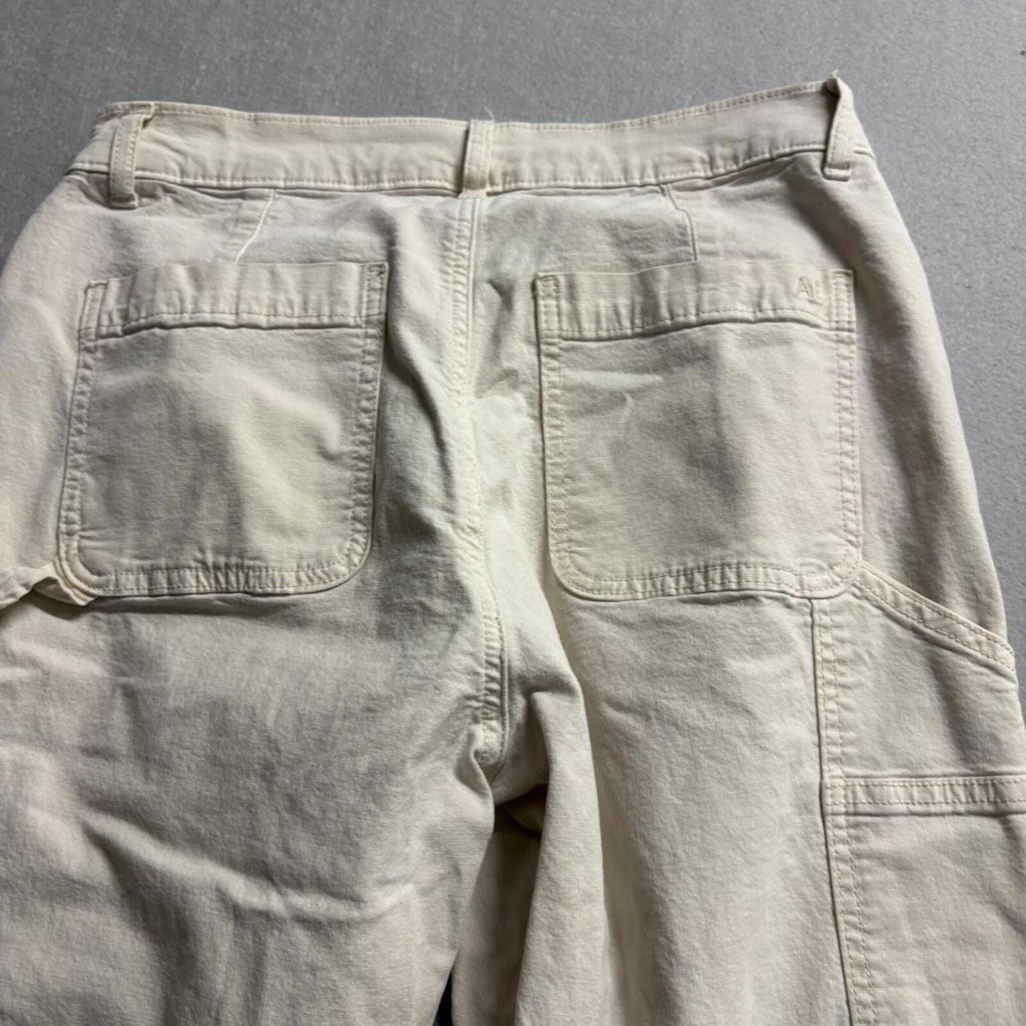 American Eagle Carpenter Pants Womens 4 Beige Khaki Stretch Straight Leg Utility