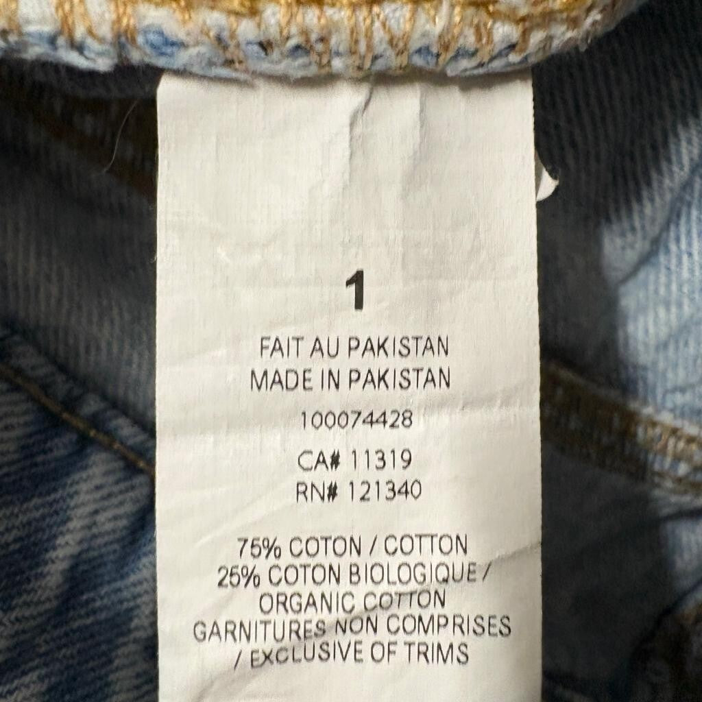 Garage Denim Wide Leg Jeans Womens 25 Light Wash Swirl Pattern Raw Hem High Rise