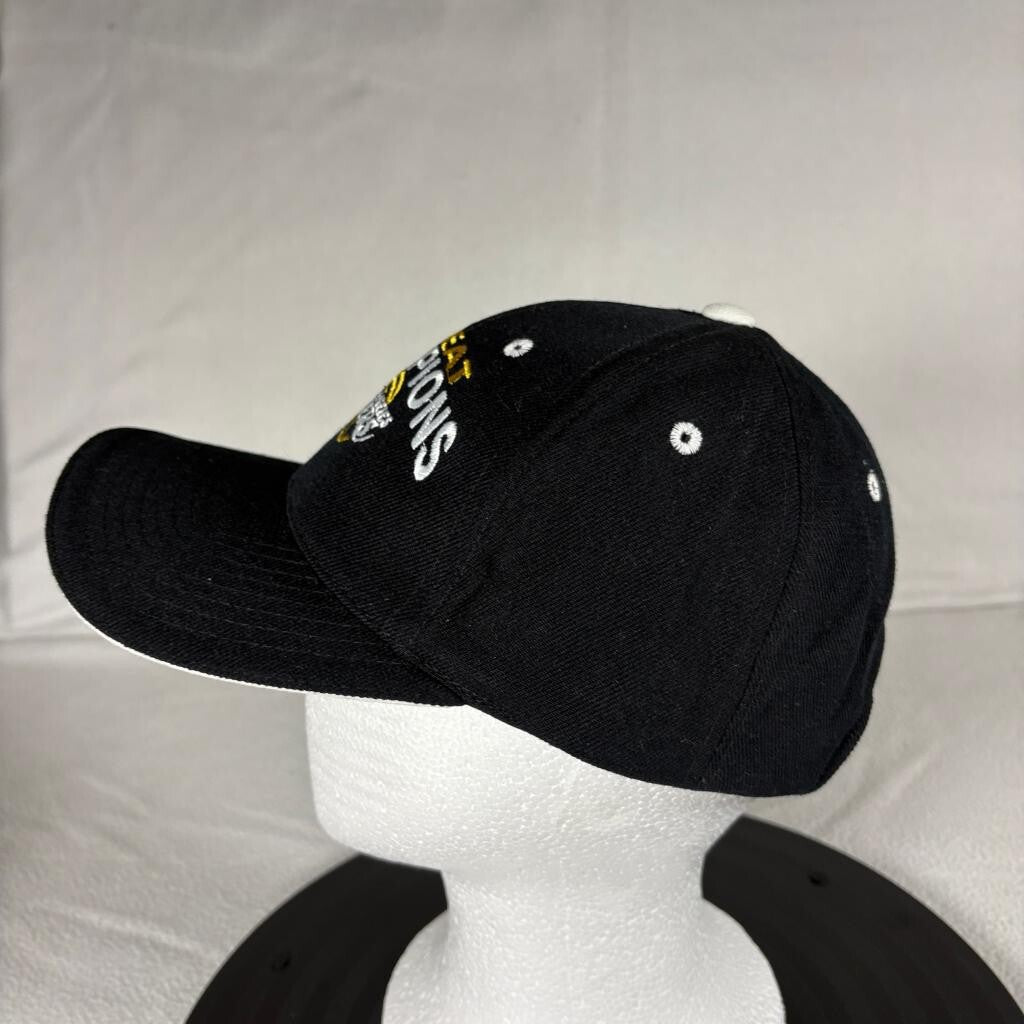 Los Angeles Lakers 3-Peat Champions Hat Cap Vintage NBA Black Hook and Loop