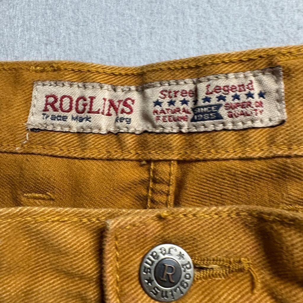Roglins Street Legend Vintage Mens 38 Mustard Yellow Denim Jeans Pleated Taiwan