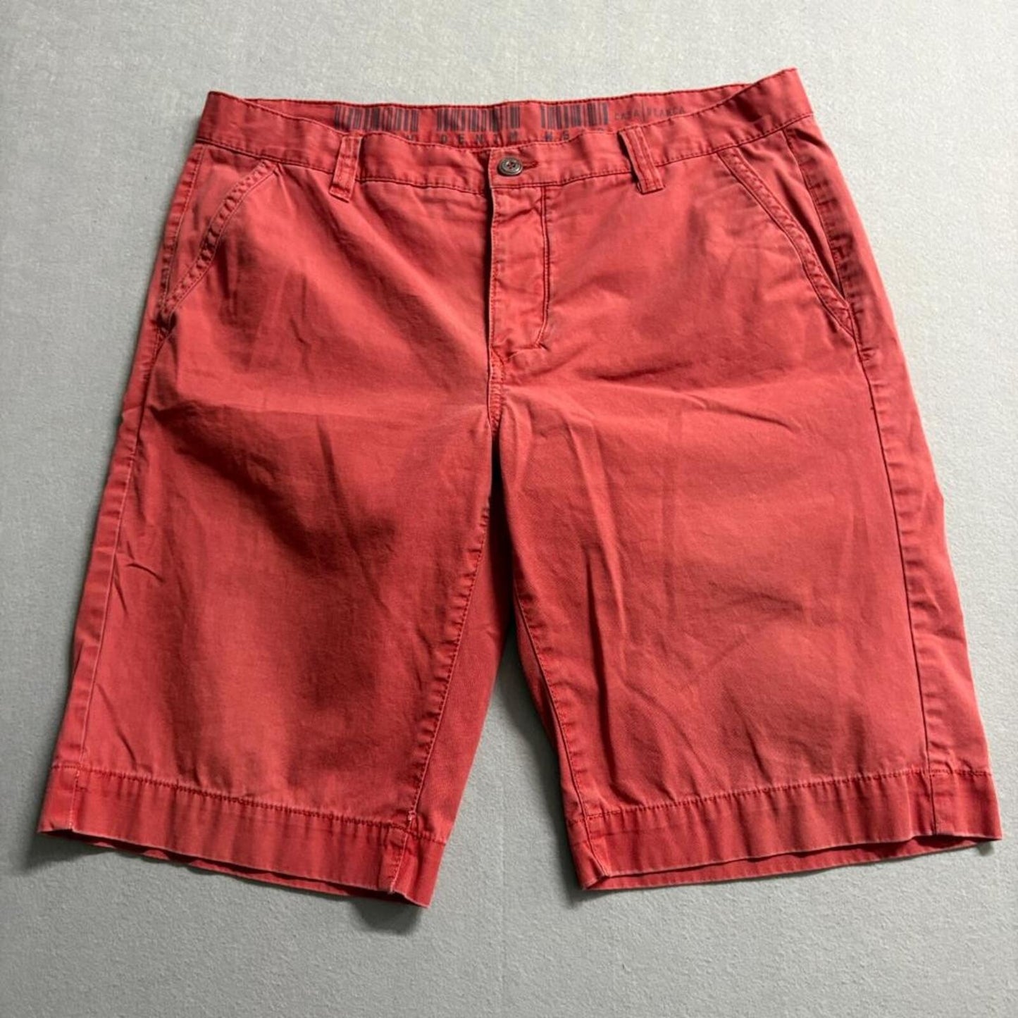 Casa Blanca Rough Denim Wear Mens Chino Shorts Size 36 Red Cotton Casual