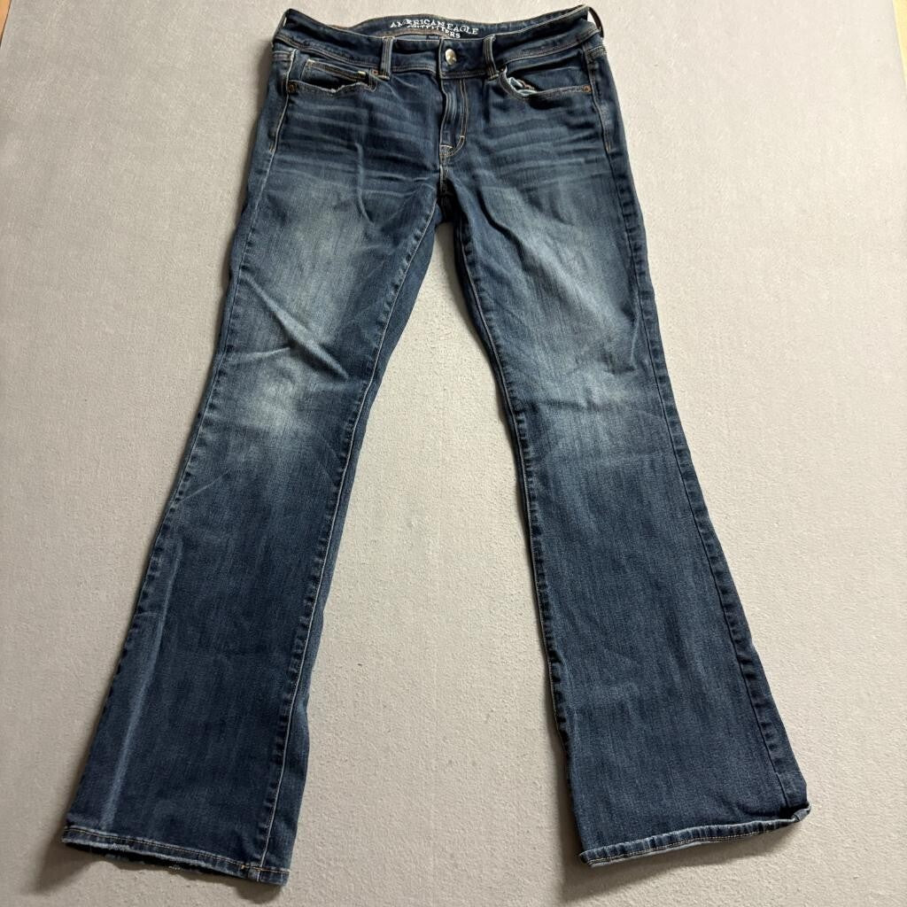 American Eagle Kick Boot Jeans Womens Blue Super Stretch Denim Flared Pants