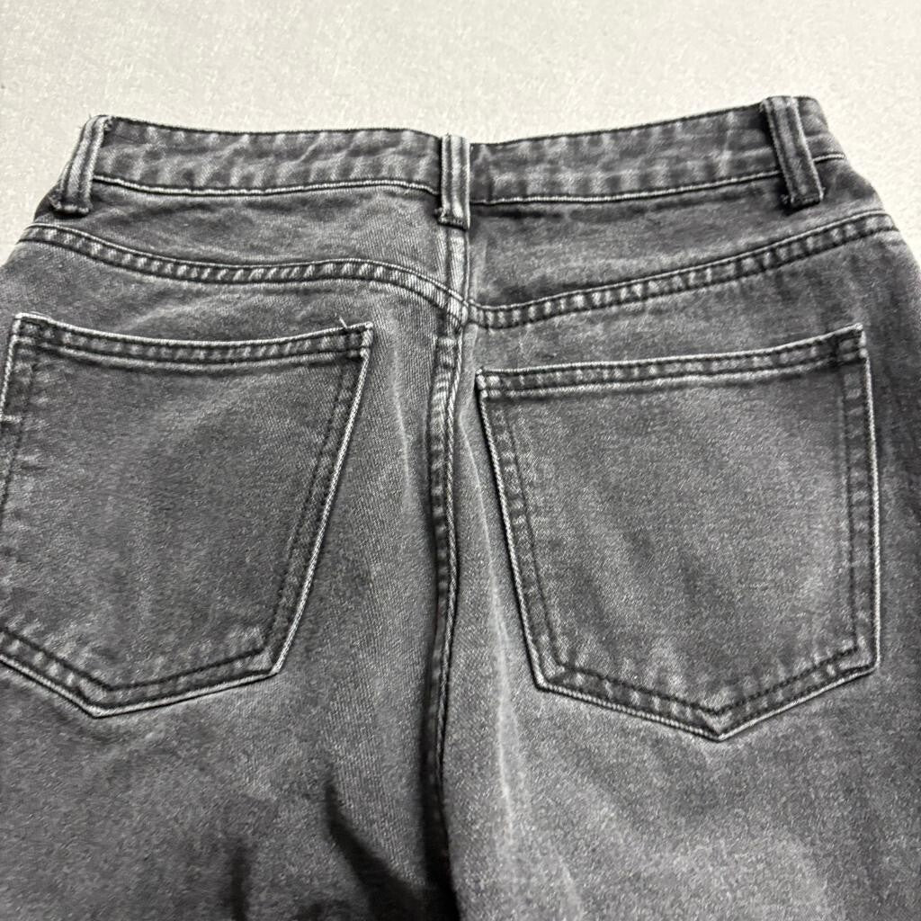 PrettyLittleThing Distressed Boyfriend Jeans Womens US 2 Black Denim Ripped Knee