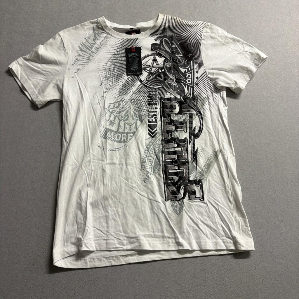 Southpole Graphic T-Shirt Mens XL White Cotton Streetwear Y2K Tee New With Tags