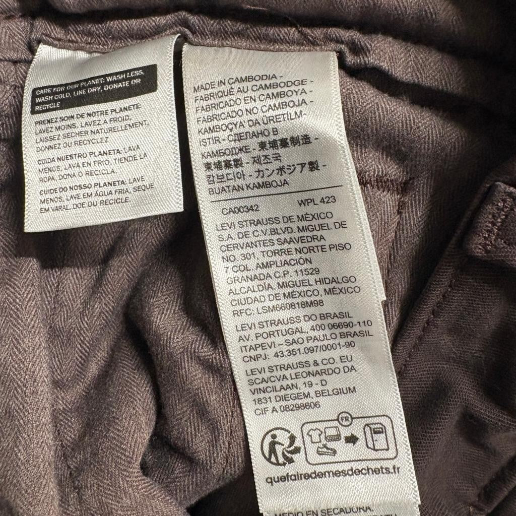 Levis XX Chino Pants Mens 30x30 Brown Standard Taper Stretch Casual Cotton
