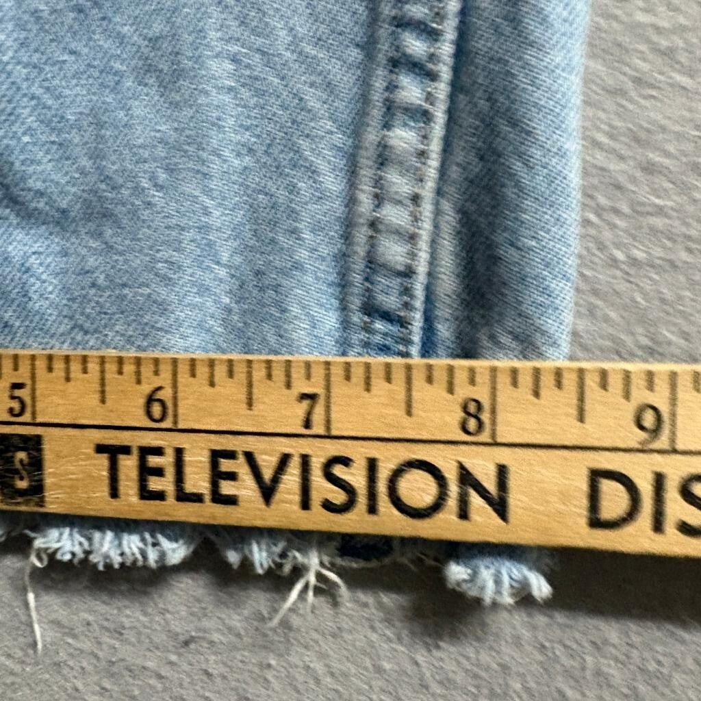 H&M &Denim Wide Ultra High Waist Jeans Womens US 2 Light Blue Raw Hem Distressed