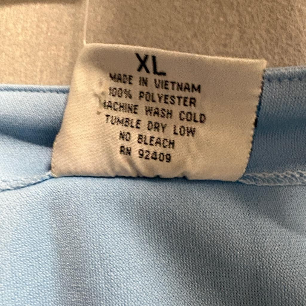 Players Brand Baseball Uniform Set Jersey Shorts Hat XL Sky Blue White 3 Piece