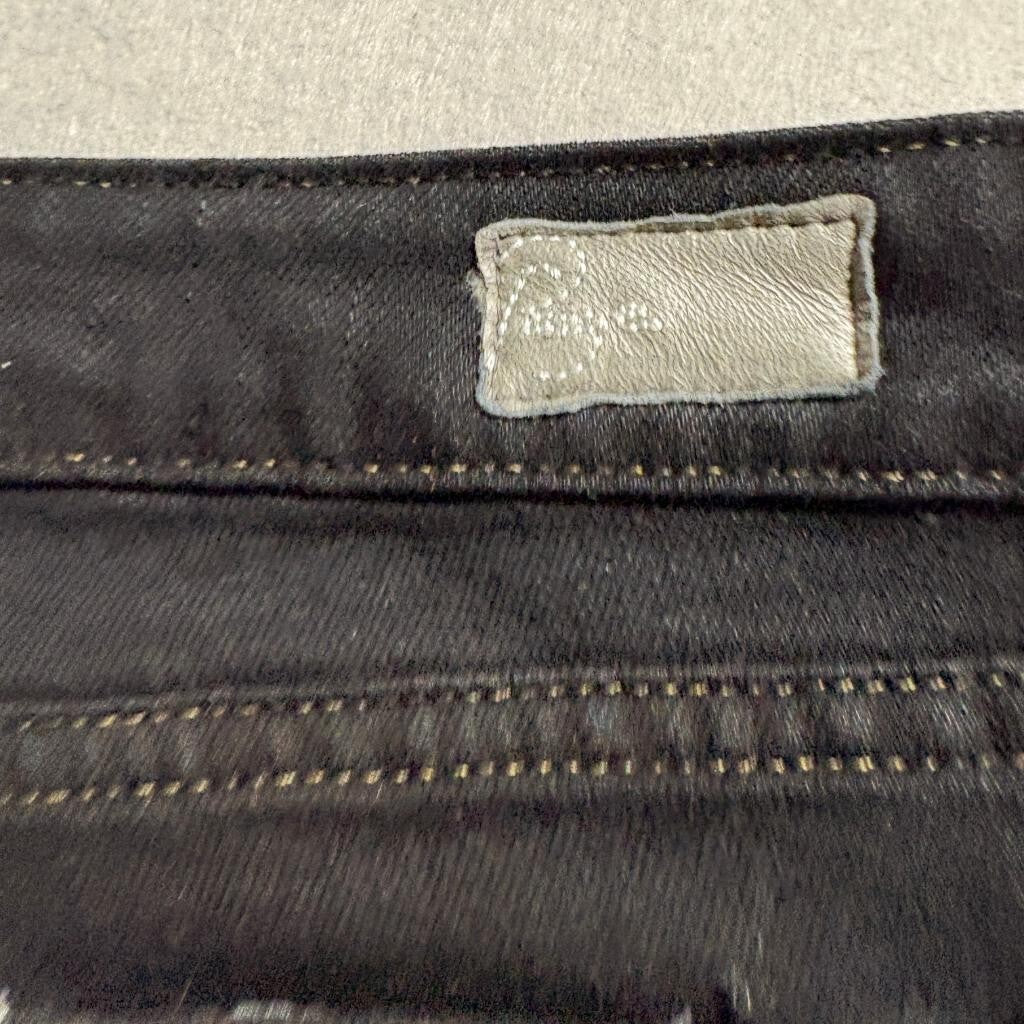 Paige Premium Denim Blue Heights Skinny Jeans Womens Size 32 Black Embroidered
