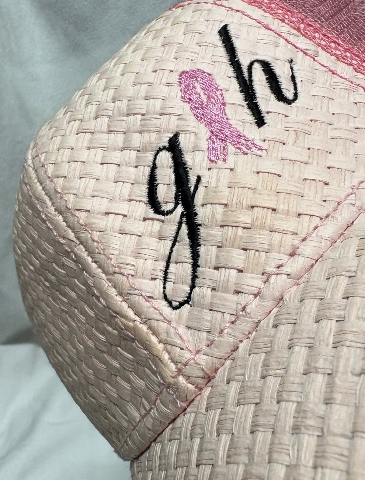 Breast Cancer Awareness Trucker Hat Pink Straw Woven Mesh Back Snapback OTTO - Photo 6