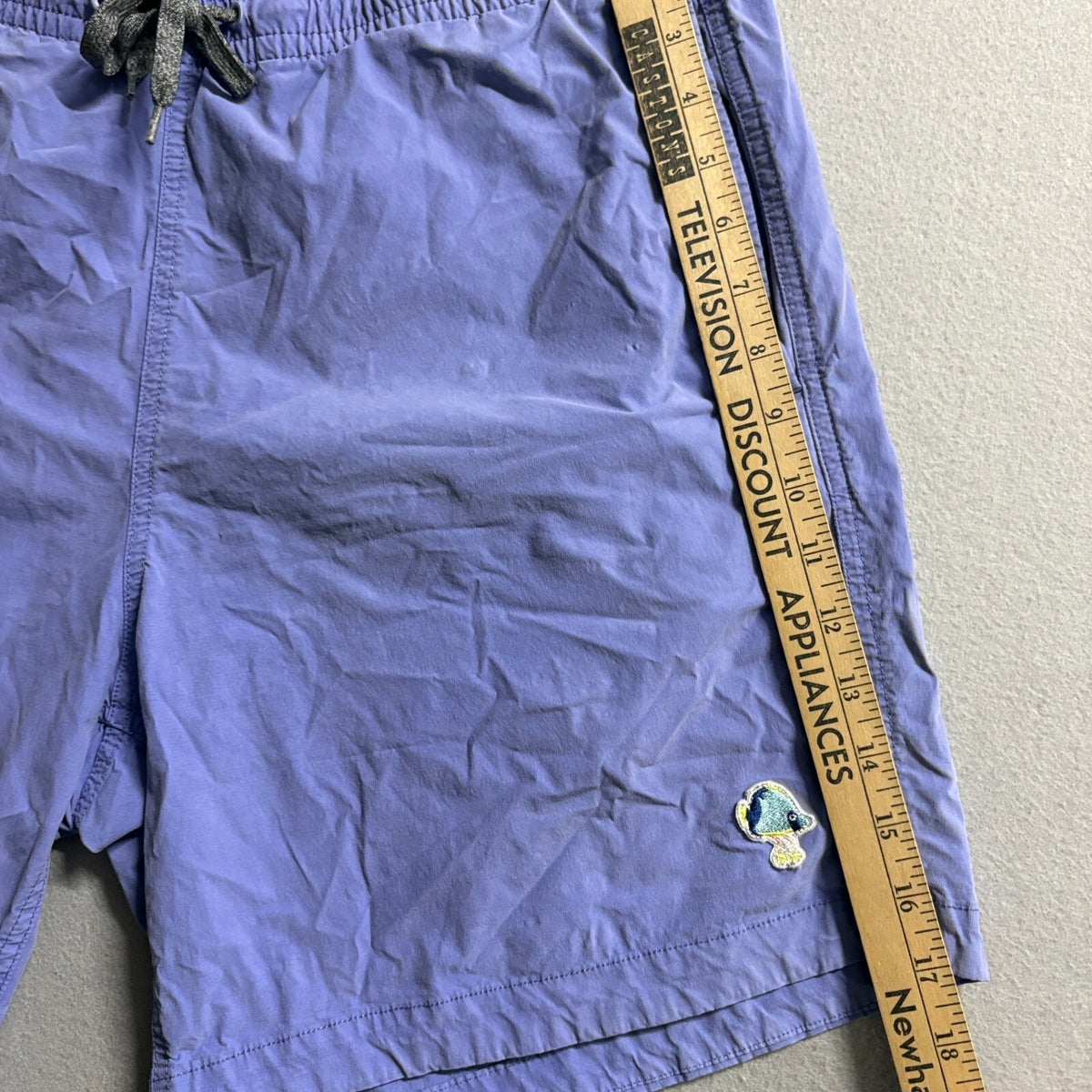 Bonobos Mens Swim Trunks Size Large Purple 7 Inch Inseam Fish Patch Board Shorts
