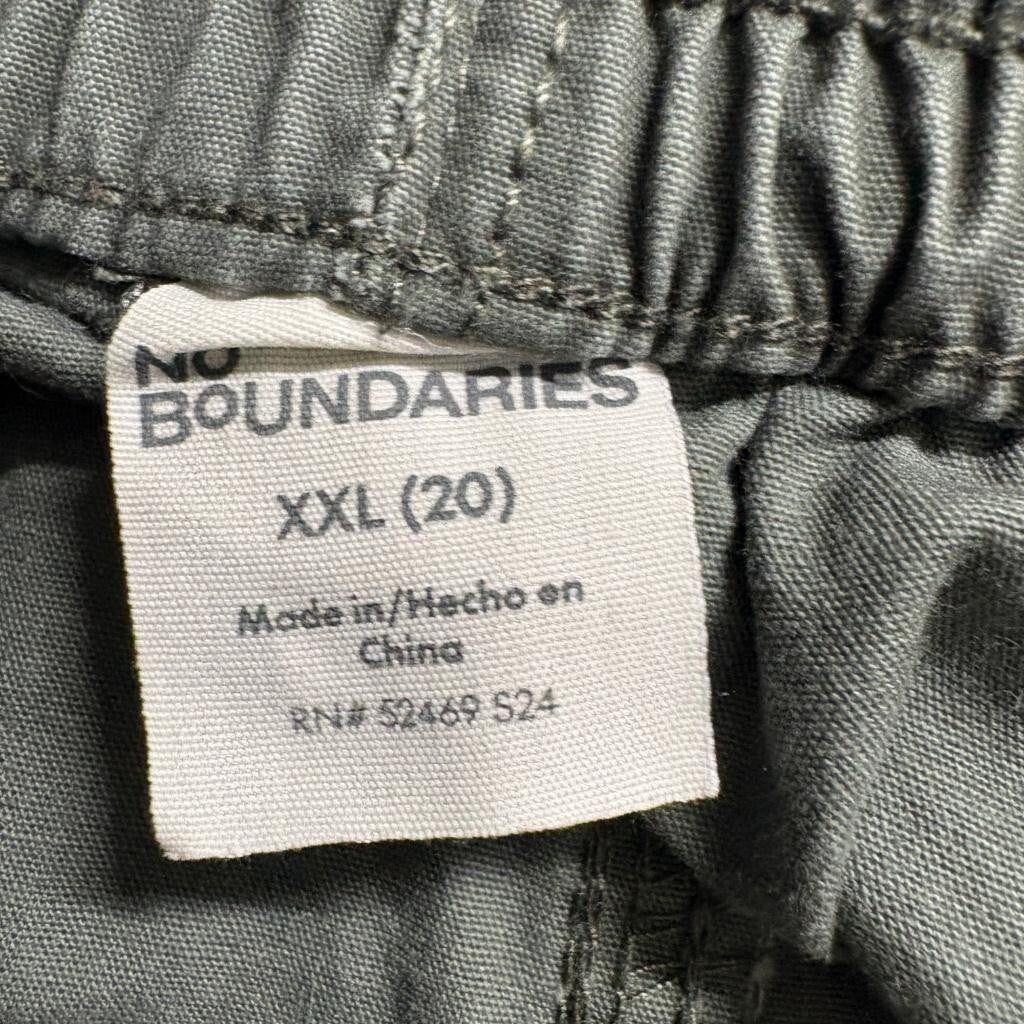 No Boundaries Cargo Pants Womens XXL 20 Green Cotton Wide Leg Utility Y2K