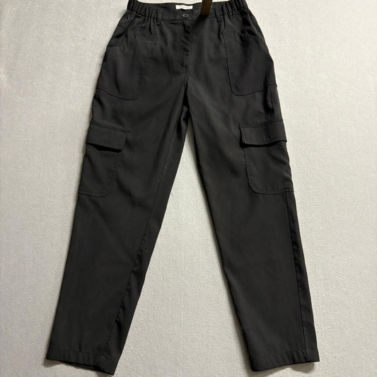 Max Studio London Womens Small Black Cargo Pants Elastic Waist Stretch Pockets
