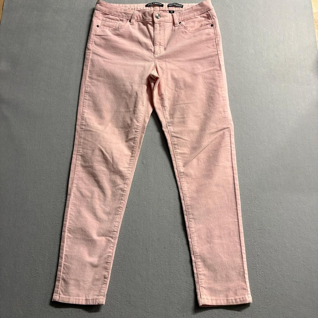 Joe Fresh Slim Corduroy Pants Womens 31 Pink Cotton Blend Stretch Jeans