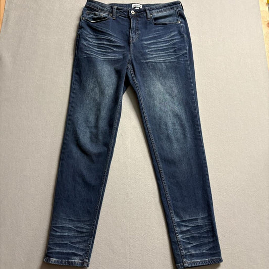 Abound Womens Blue Denim Jeans Size 32 Stretch Straight Leg Dark Wash