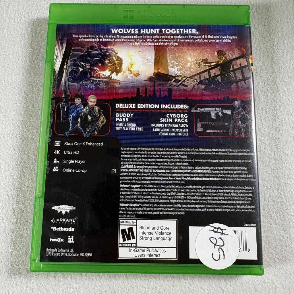 Wolfenstein Youngblood Deluxe Edition Xbox One Game with Case and Insert