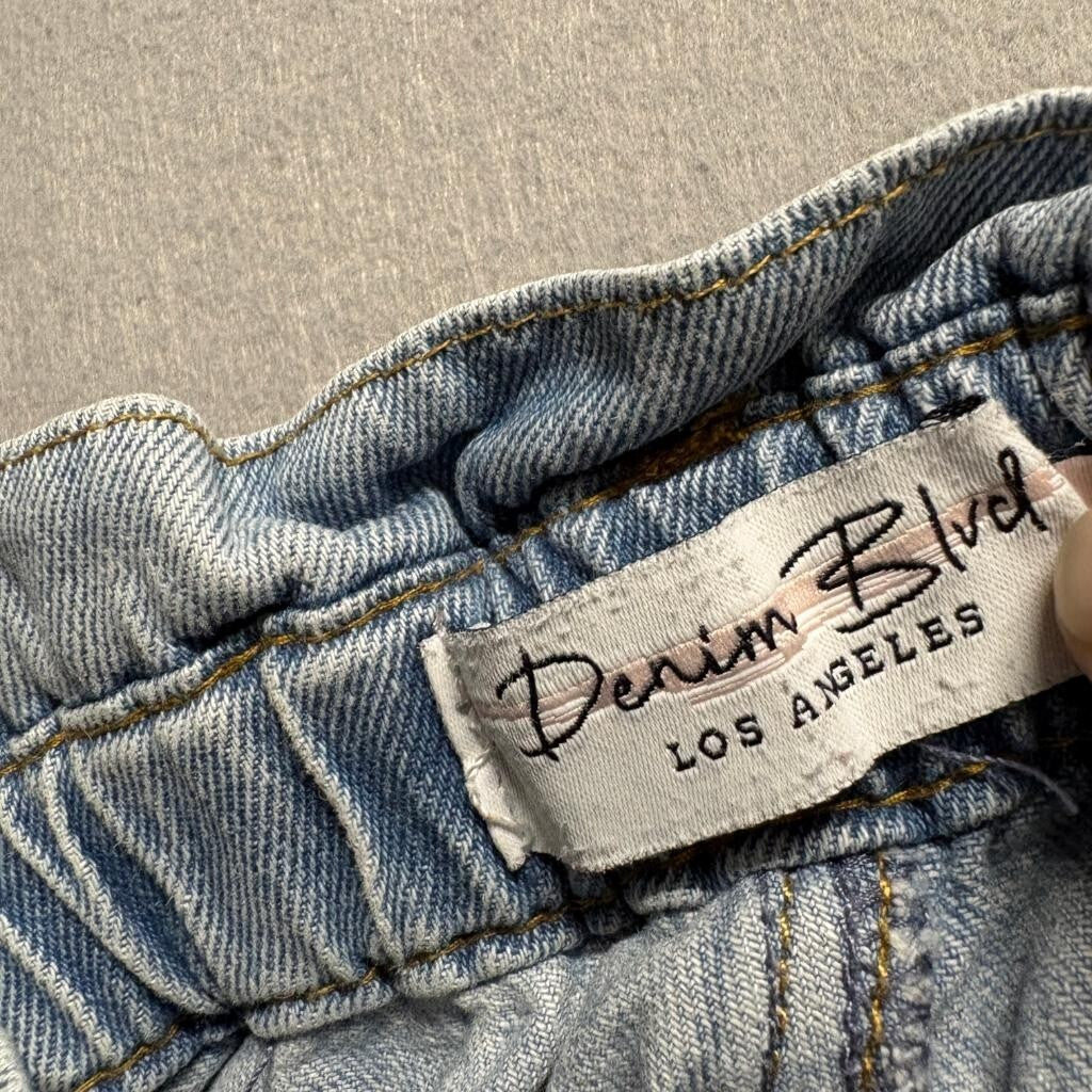 Denim Blvd Los Angeles Paperbag Waist Jeans Womens Medium Light Wash Denim