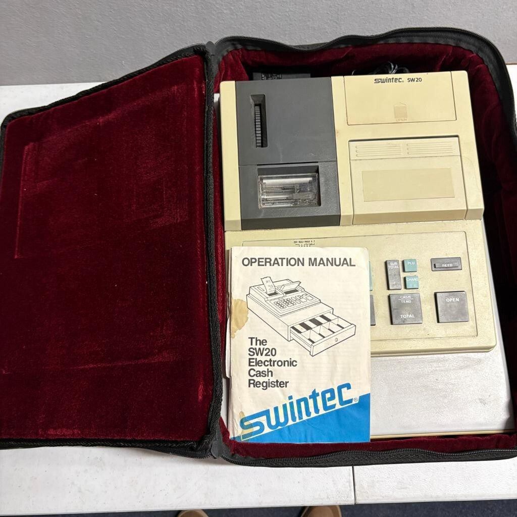 Swintec SW20 Electronic Cash Register with Case Power Adapter and Manual