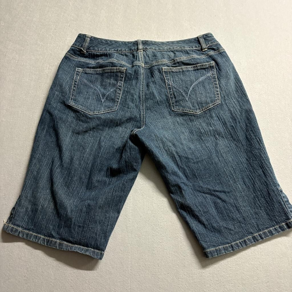 Venezia Denim Bermuda Shorts Womens Plus Size 18 Blue Stretch Cotton Jean Shorts