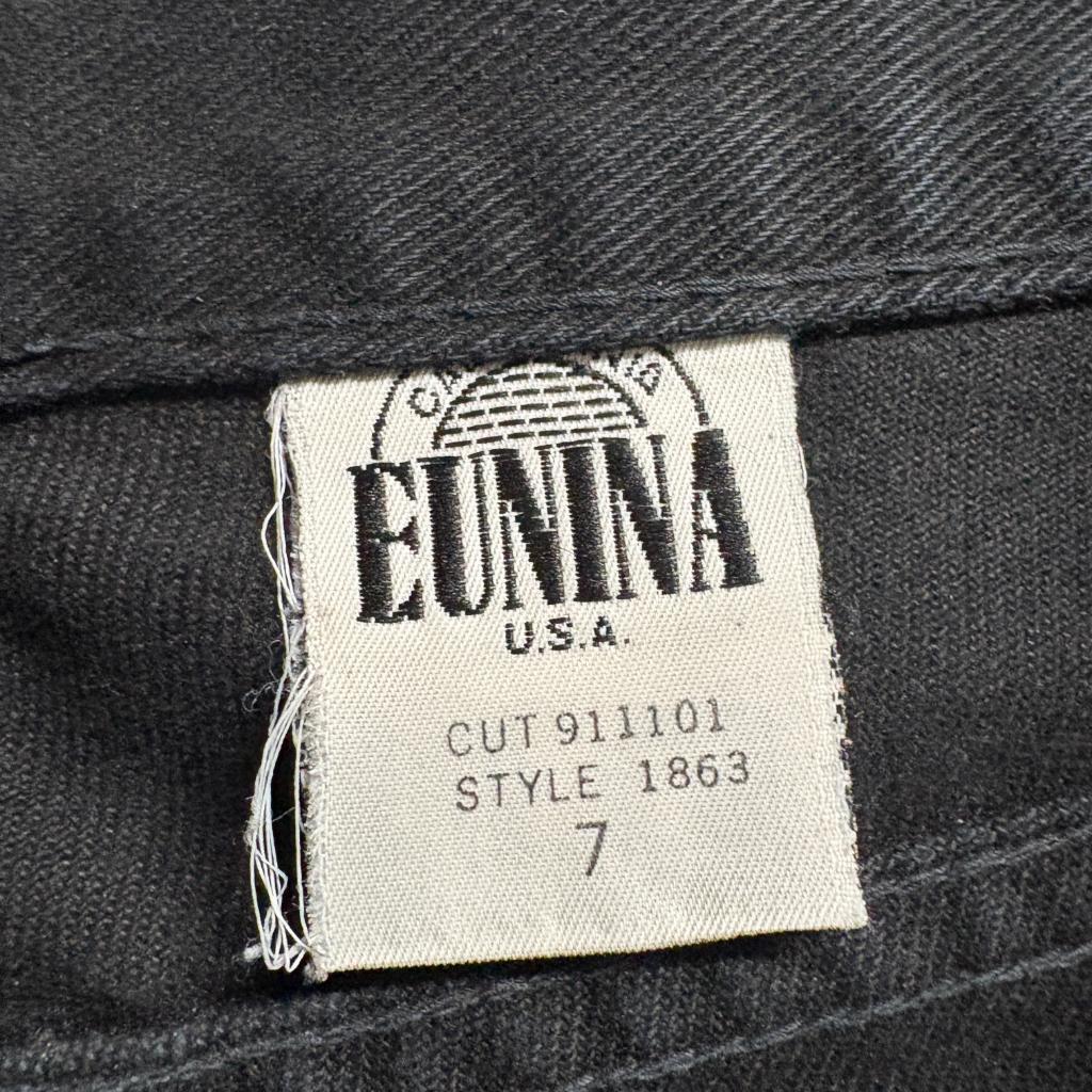 Eunina Vintage Flare Jeans Womens 7 Black High Rise Button Fly Denim Made in USA