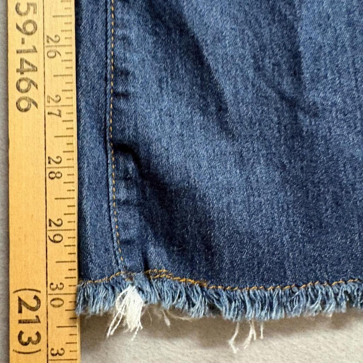 Unbranded Womens High Rise Wide Leg Flare Jeans Blue Denim Frayed Hem Size