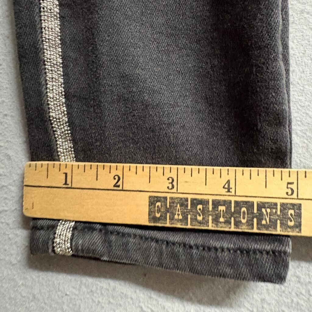 Mavi Alissa Ankle Jeans Womens 25 Black High Rise Super Skinny Rhinestone Stripe