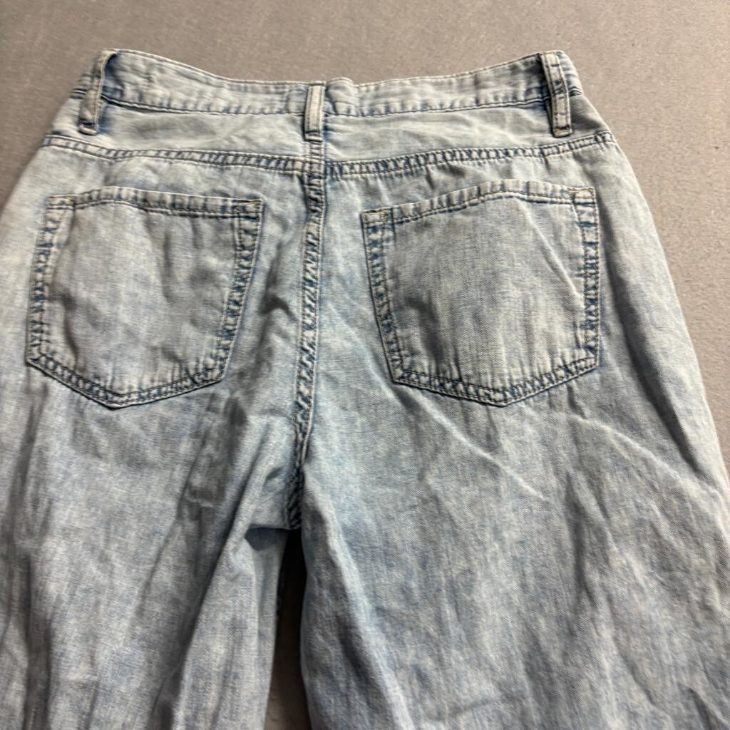 FRAME Le Baggy Palazzo Jeans Womens 25 Aries Light Wash Cotton Linen Wide Leg