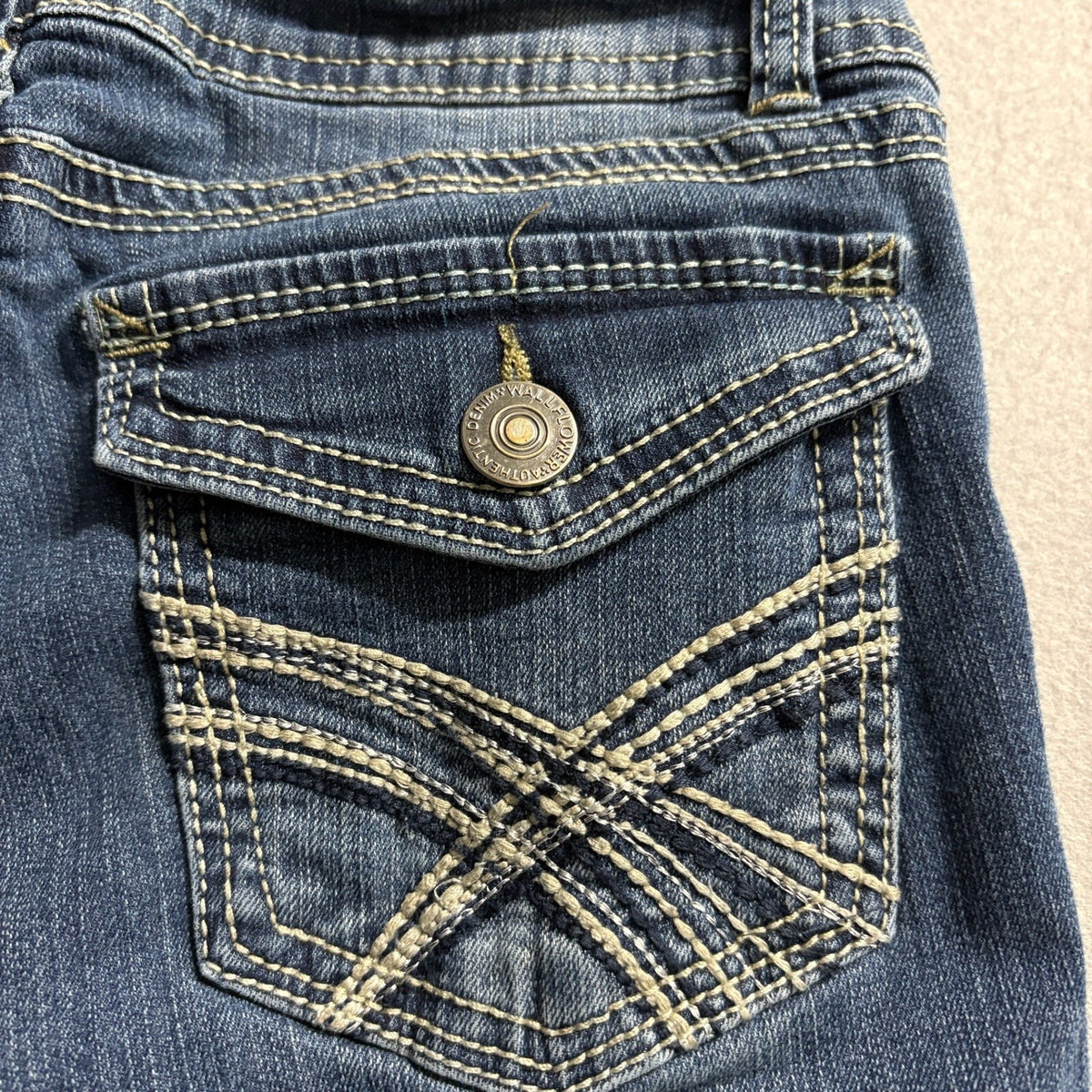 WallFlower Womens Jeans Size 5 Blue Stretch Flare Bootcut Double Button