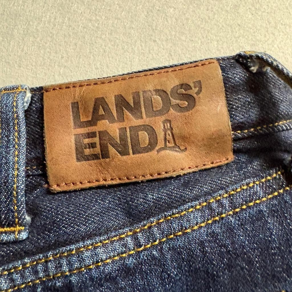 Lands End Square Rigger Jeans Mens 40 Traditional Fit Dark Wash Blue Denim