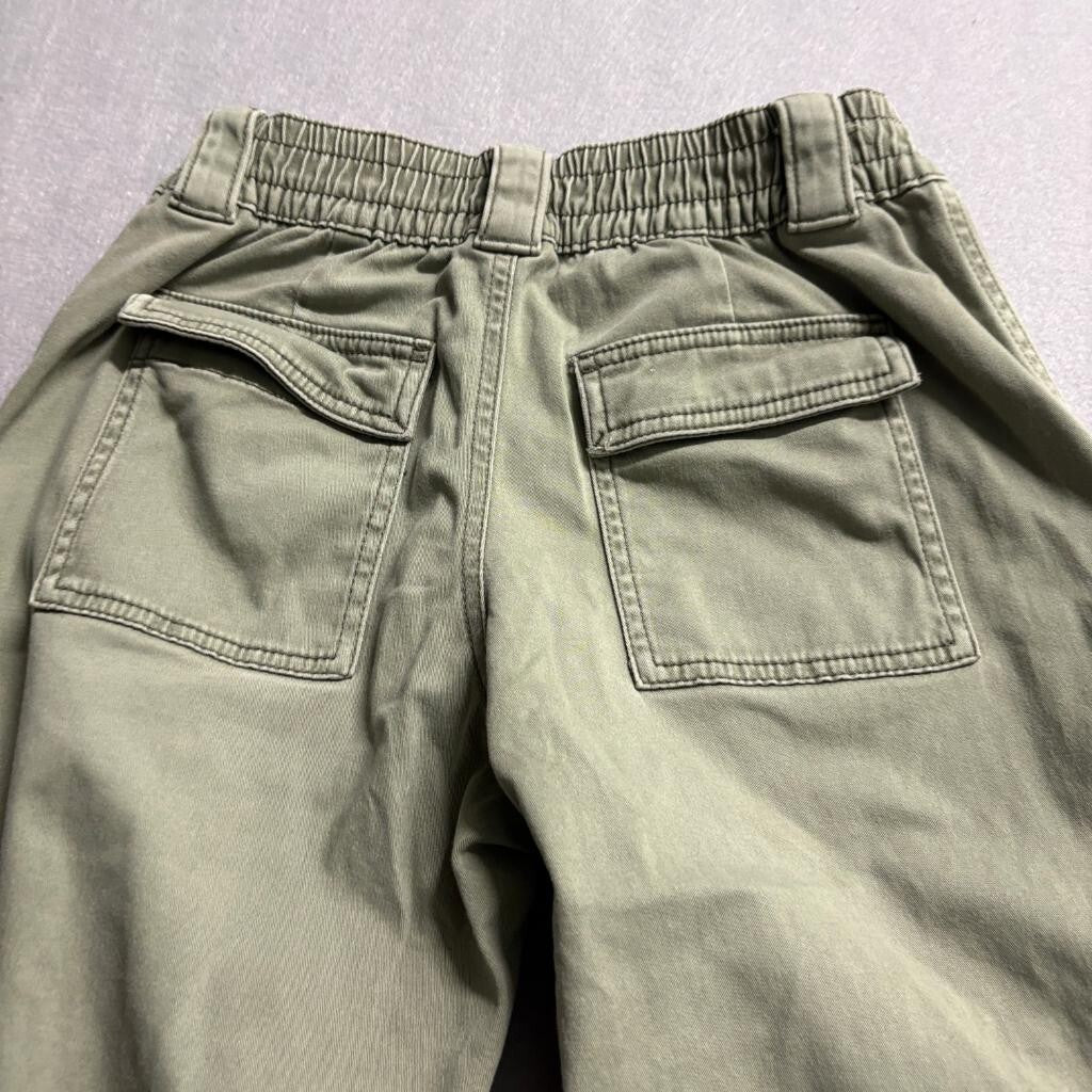 Hollister Low Rise Utility Cargo Pants Womens 23R Green Cotton Blend Wide Leg