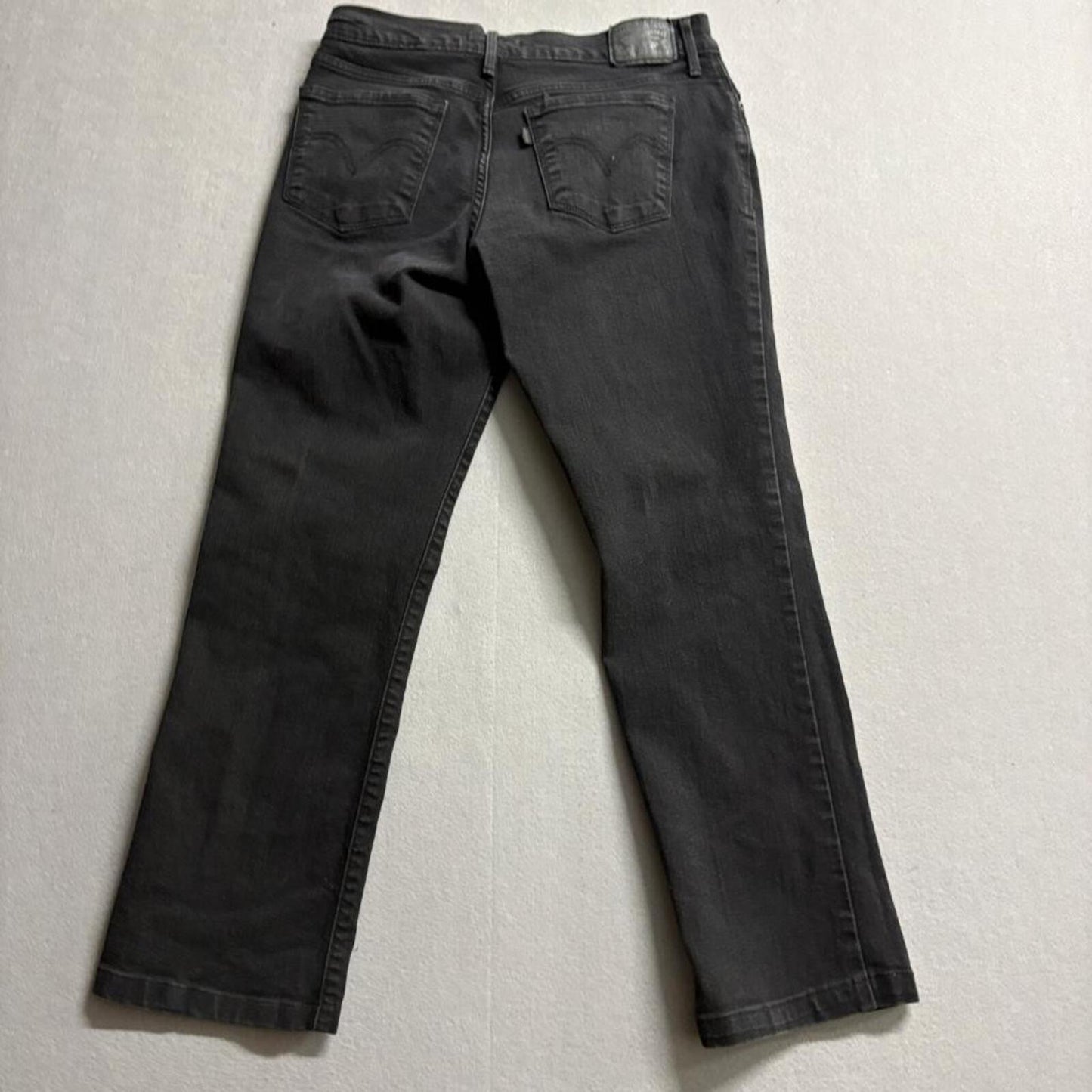 Levi's 505 Straight Leg Jeans Womens Size 28 Black Denim Stretch Mid Rise 29x26