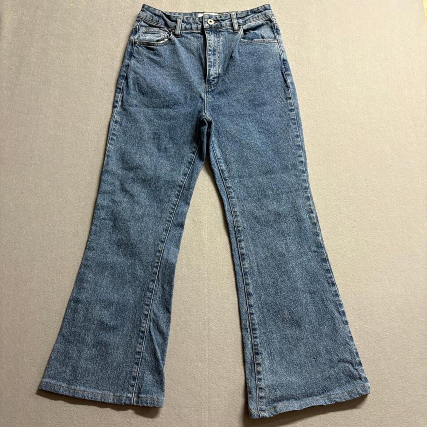 Cotton On Original Flare Jeans Womens Size 8 US Blue High Rise Stretch Denim