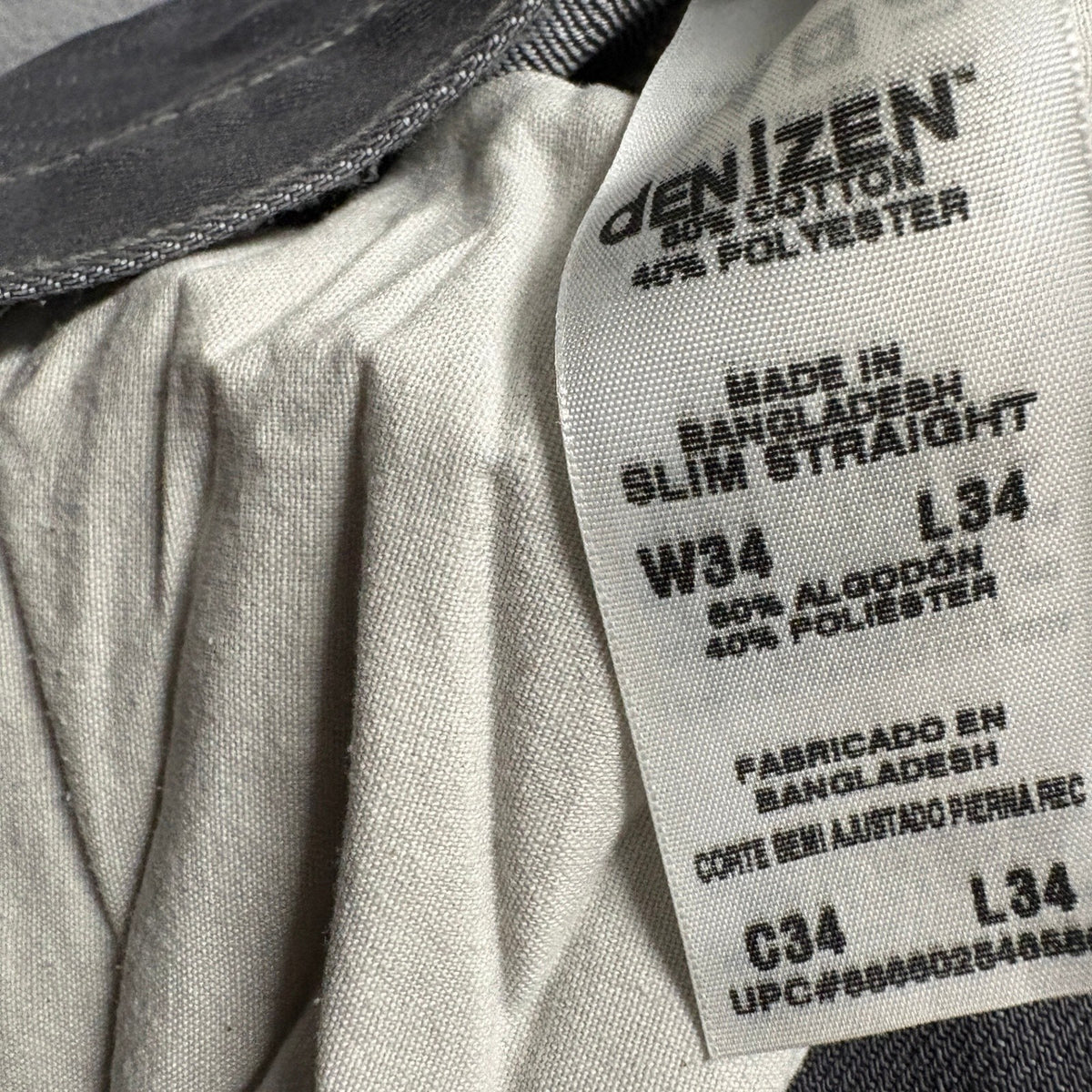 Denizen from Levis 218 Slim Straight Jeans Mens 34x34 Gray Denim Pants