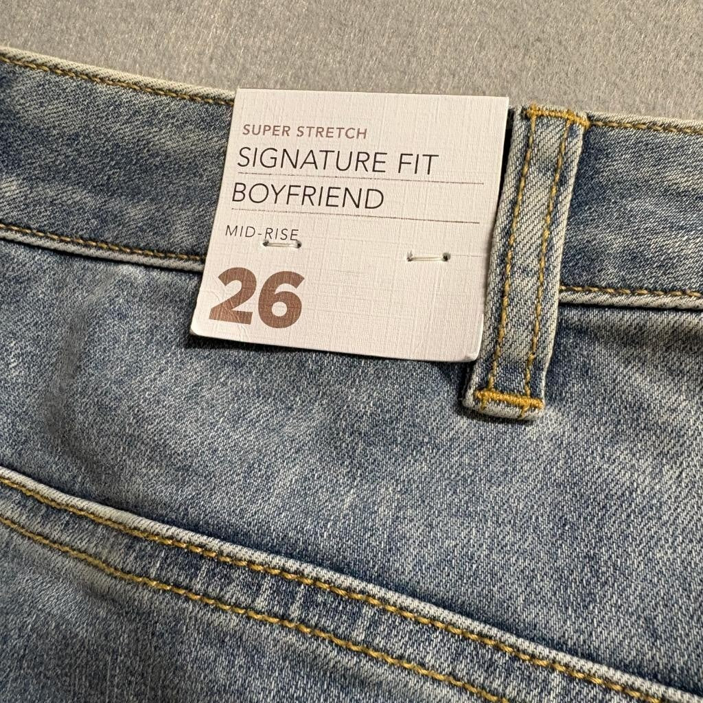 Lane Bryant Boyfriend Jeans Womens 26 Blue Flex Magic Waistband Mid Rise Stretch