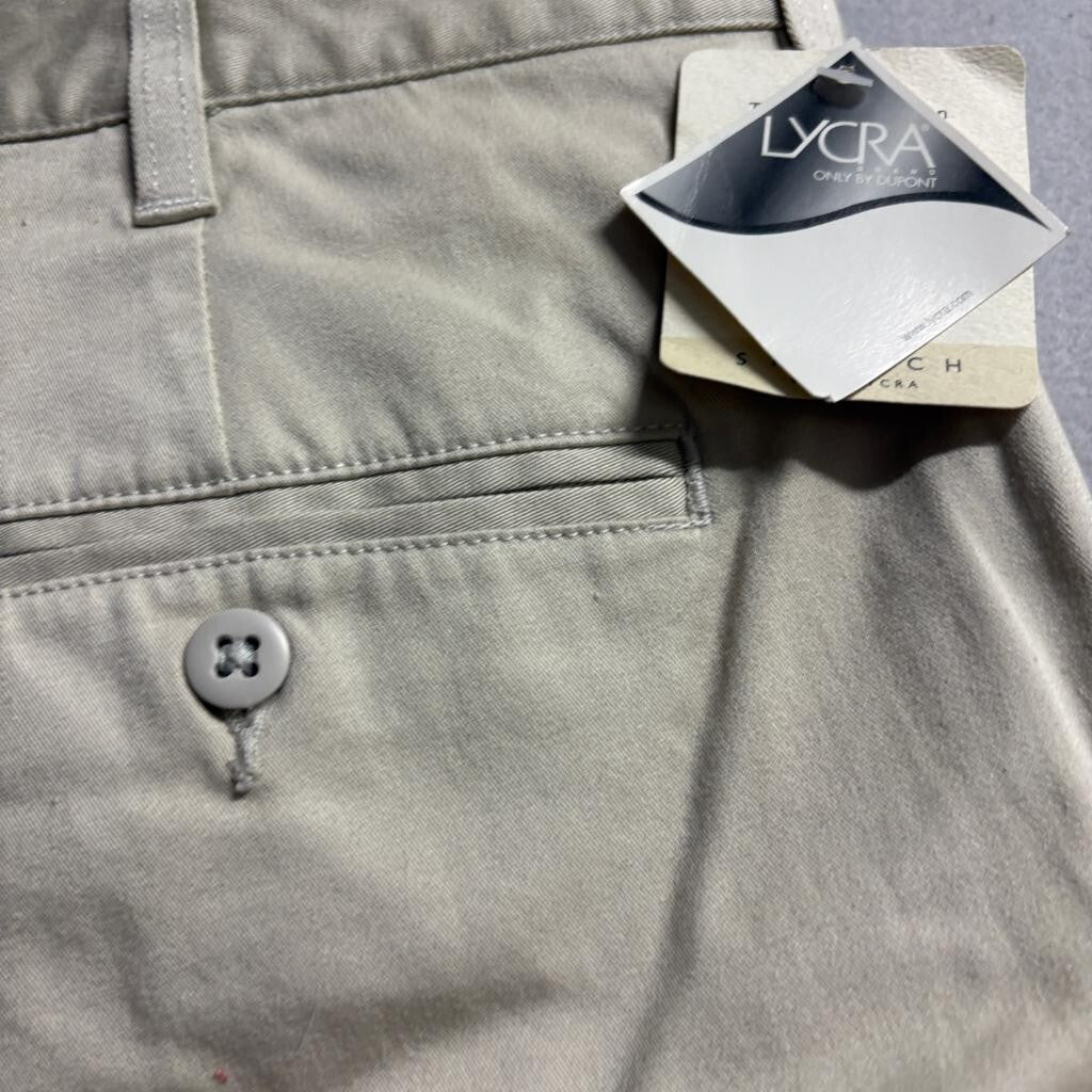Merona Stretch Chino Pants Mens 38x30 Stone Beige Cotton Lycra Flat Front NWT