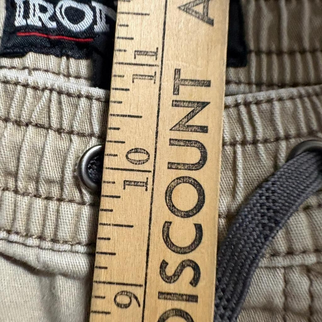 Iron Co Mens Jogger Pants Size S Khaki Beige Cotton Blend Stretch Elastic Waist