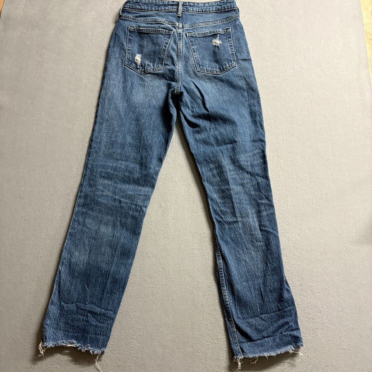 Free Assembly Womens Jeans Size 4 Blue Super High Rise Straight Raw Hem