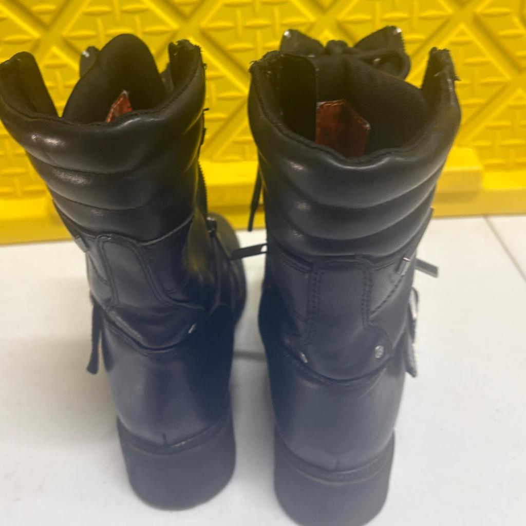 Harley Davidson El Paso Black Leather Motorcycle Boots Womens 7.5 M D83878