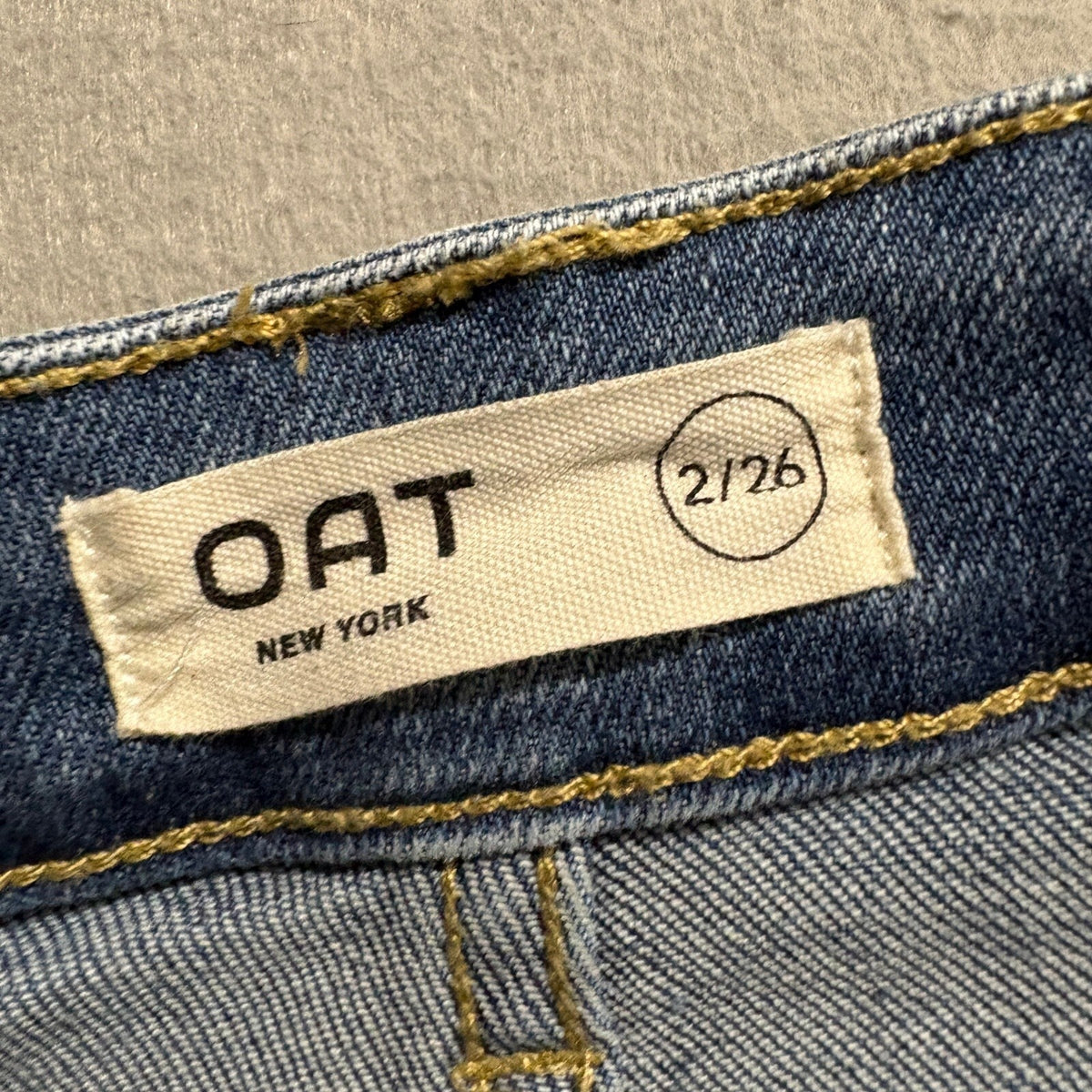 OAT New York Scallop Trim Wide Leg Jeans Womens Size 2 26 Blue Denim High Rise