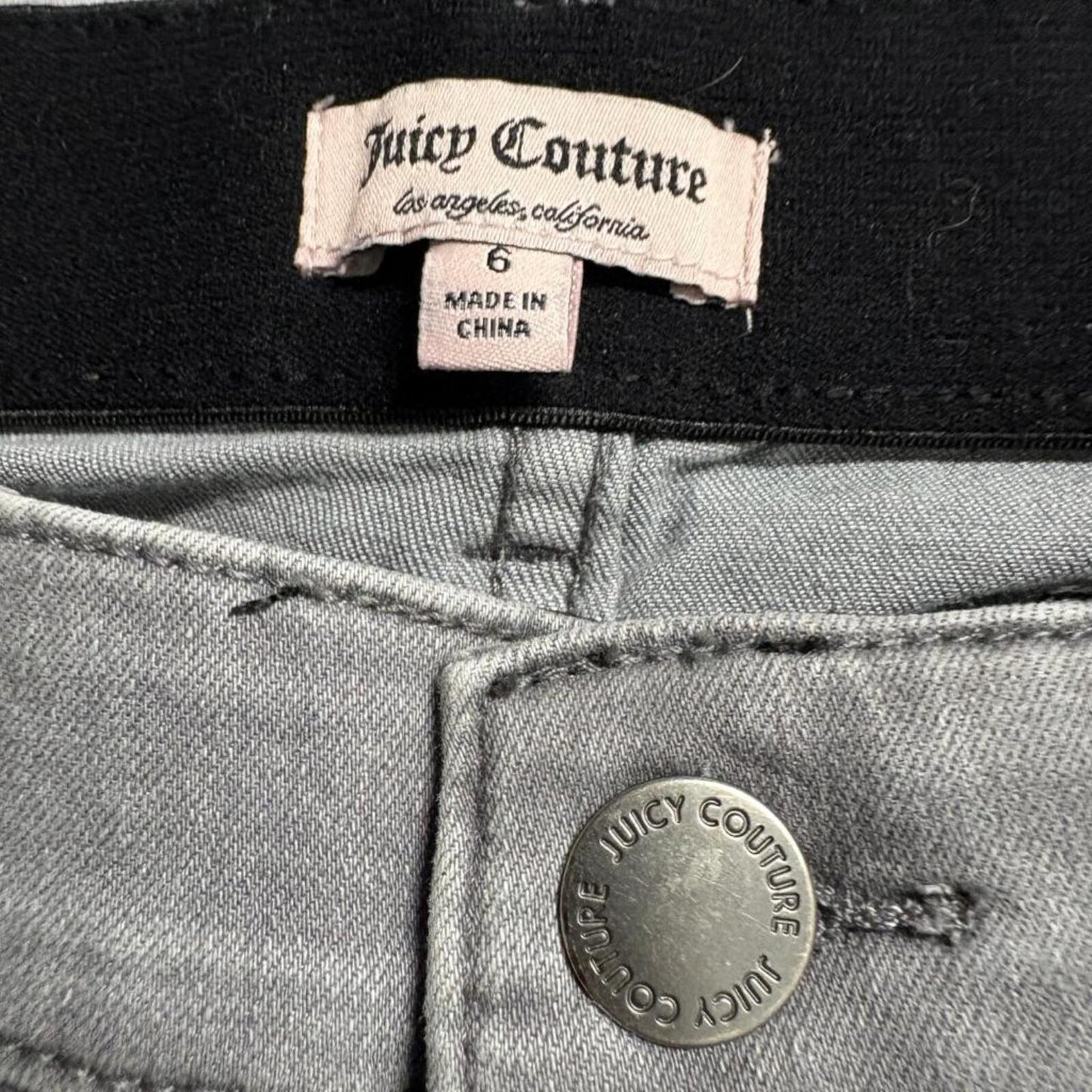 Juicy Couture Girls Skinny Jeans Size 6 Gray Stretch Denim Pull On Elastic Waist