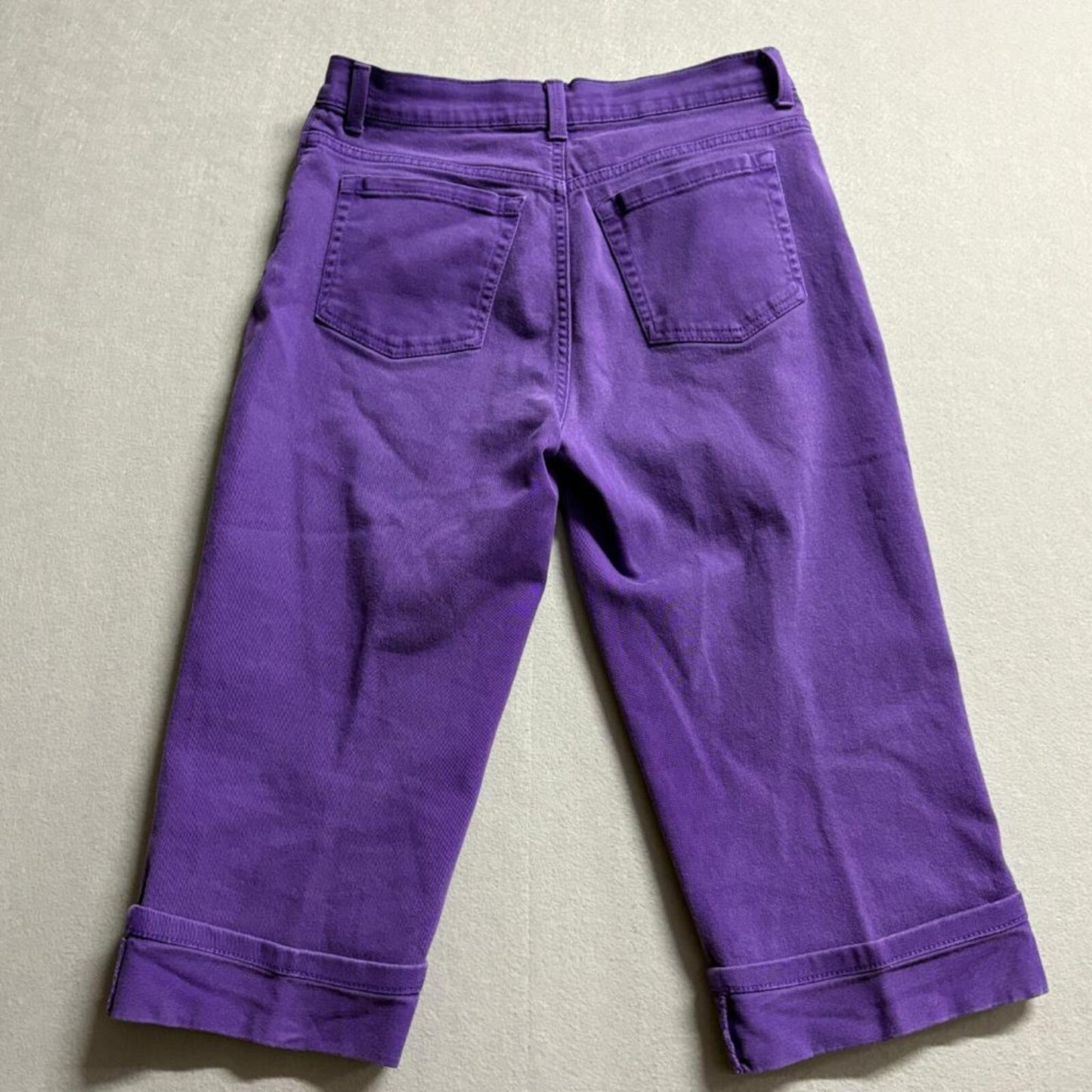 Gloria Vanderbilt Amanda Crop Jeans Womens 6 Purple Cuffed Denim Capri Pants
