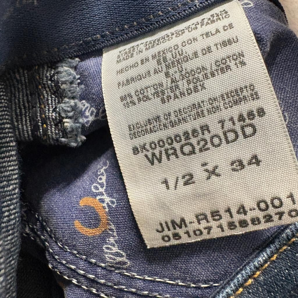 Wrangler Q-Baby Ultimate Riding Jeans Womens 1/2x34 Dark Wash No Gap Waistband