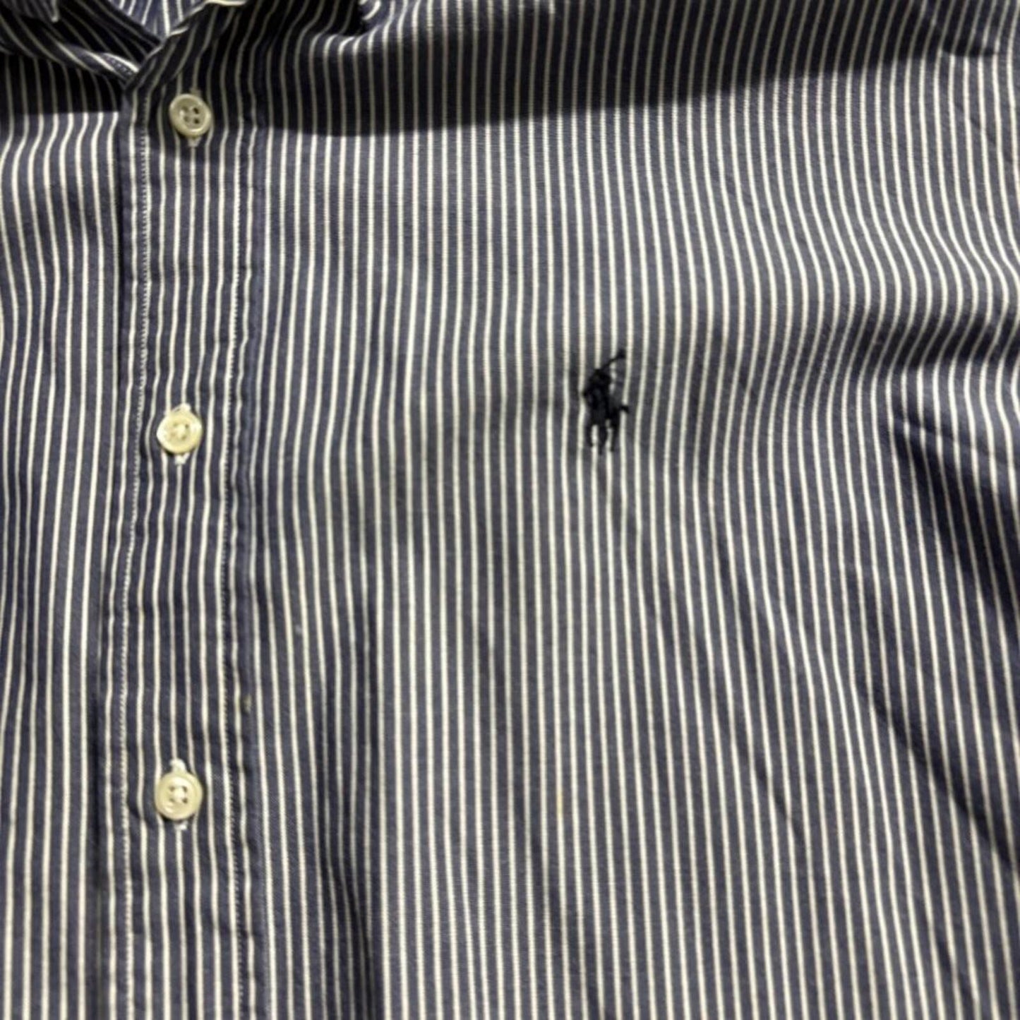 Ralph Lauren Blake Shirt Mens Large Blue White Striped Button Down Cotton