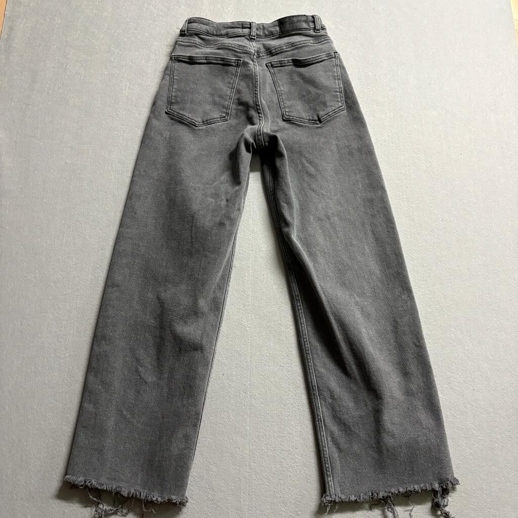 Fitjeans Womens Gray Wide Leg Jeans Size S Raw Hem High Rise Stretch Denim