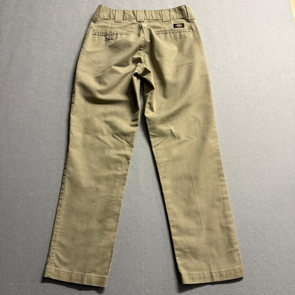 Dickies Flex Girls Khaki Chino Pants Size 14 School Uniform Beige Flat Front
