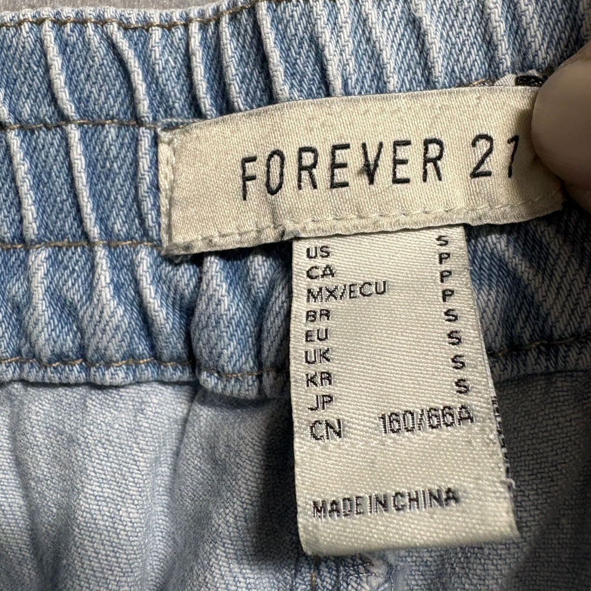 Forever 21 Denim Jogger Pants Womens Small Light Wash Carpenter Utility Elastic