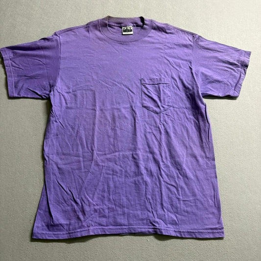 Vintage Key Elements Purple Pocket T-Shirt Mens Large 100% Cotton Made in USA