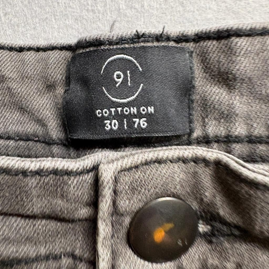 Cotton On 91 Slim Denim Jogger Mens 30 Gray Distressed Moto Biker Jeans